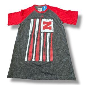 NWT Adidas Nebraska Huskers Reverse Retro Baseball 2 Hit T-shirt Women’s Size M